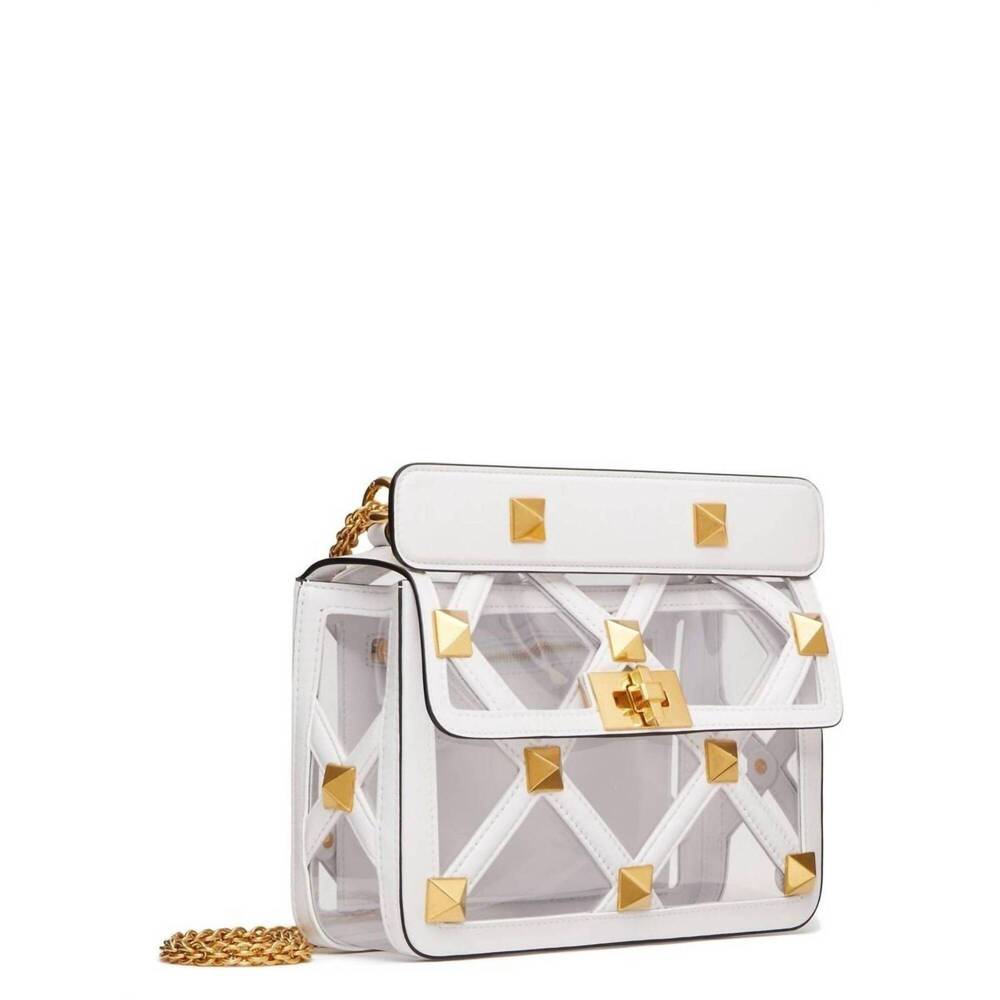 NEW VALENTINO women's medium roman stud handbag in clear/white - Picture 3 of 5